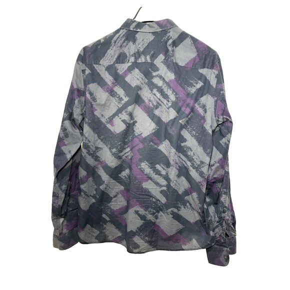 Armani Exchange Mens Gray Purple Black Graphic Shirt Long Sleeve Button Down XL - Picture 3 of 4